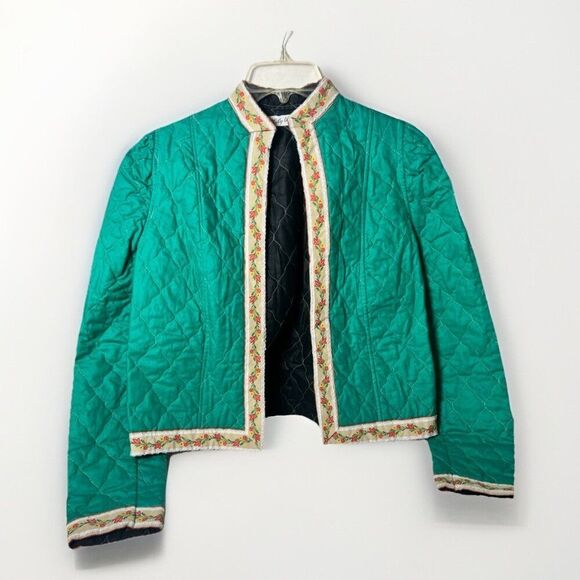 Wiley Woman Jackets & Blazers - Vintage Wiley Woman Quilted Cropped Open Jacket Size M Teal.       Z